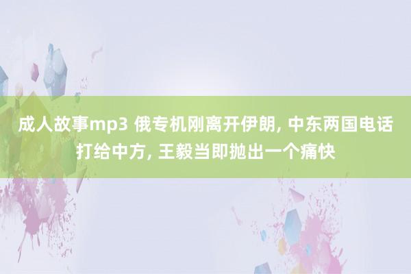 成人故事mp3 俄专机刚离开伊朗, 中东两国电话打给中方, 王毅当即抛出一个痛快