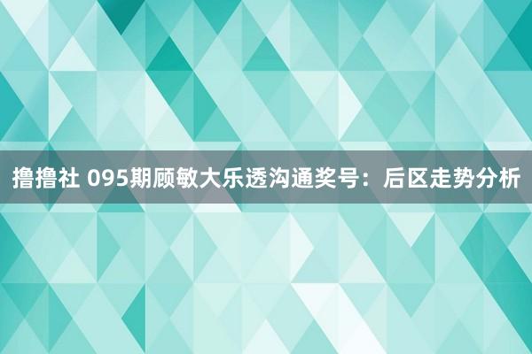 撸撸社 095期顾敏大乐透沟通奖号：后区走势分析