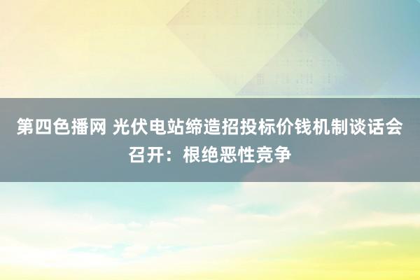 第四色播网 光伏电站缔造招投标价钱机制谈话会召开：根绝恶性竞争