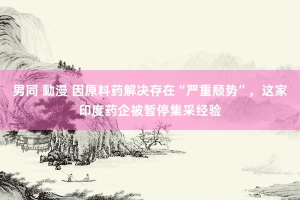 男同 動漫 因原料药解决存在“严重颓势”，这家印度药企被暂停集采经验